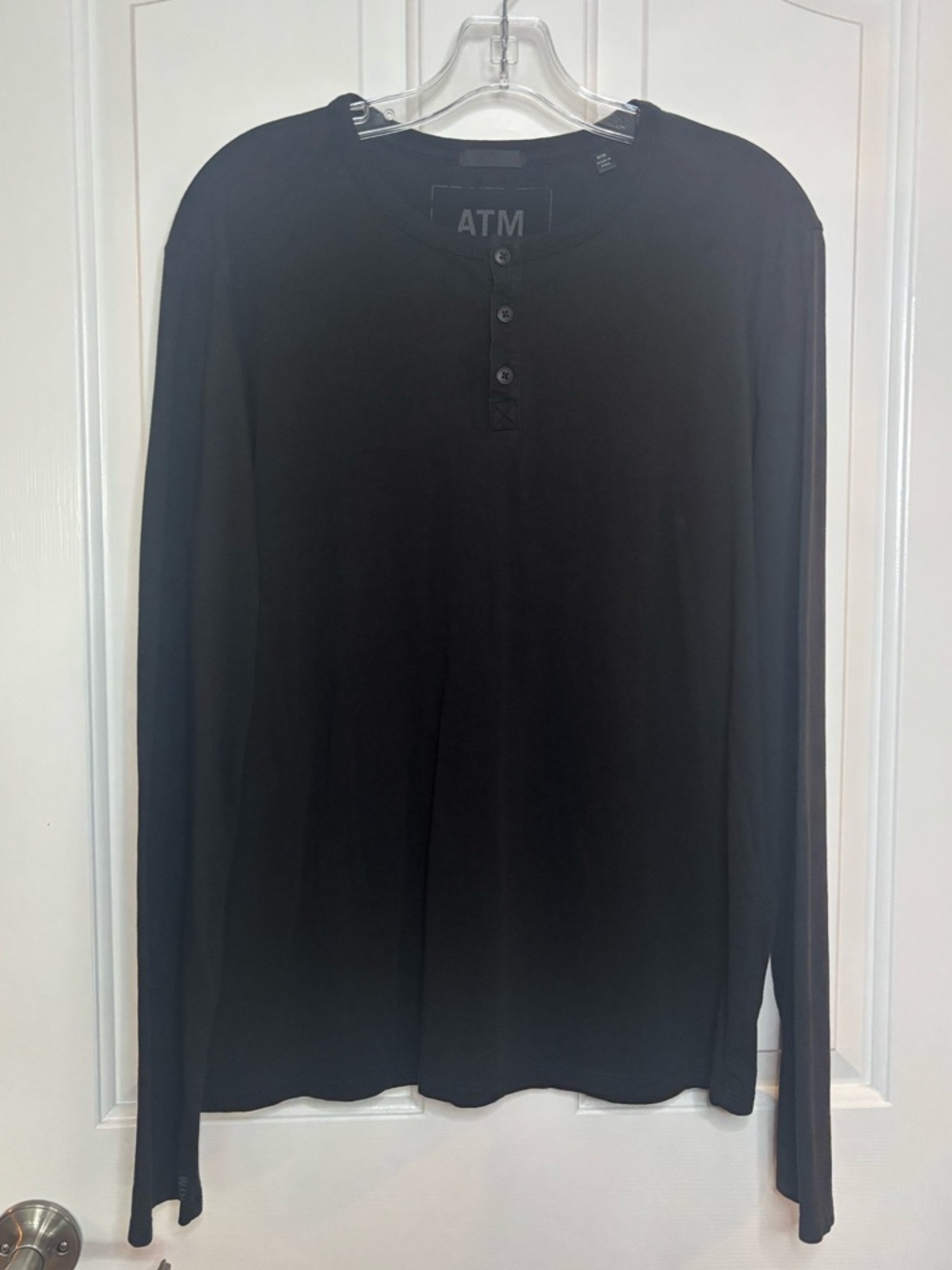 EUC ATM Anthony Thomas Melillo mens Black Long Sleeve Henley Shirt size M